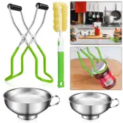 4Pcs Canning Funnel Stainless Steel Canning Jar Lifter with Grip Handle beGen