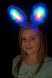 White Blue Light Up Bunny Ears Hen Party Costume