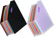 DOITOOL 2pcs Accordion File Folders Vertical Accordion Organizer for Documents Portable and Stylish Plastic File Folder Material Capacity for Office