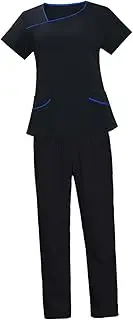 [ａ aternee] Nurse Work Uniform Suit Women Scrubs Set Soft for Pet Workers Lightweight Breathable Female Nurse Costume Scrub Top and Pants