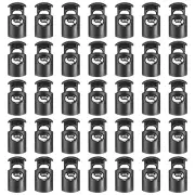 50pcs Cord Locks Single Hole Spring Toggle Stopper for Drawstring, Black
