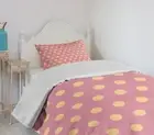 Polka Dots Quilted Bedspread & Pillow Shams Set, Retro Modern Rounds Print
