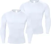 [NuCamper] Men's Long Sleeved Compression Top, Base Layer Men's Compression T-Shirt, Moisture Wicking and Breathable, Men’s Thermal Tights Quick Dry Top Shirt for Running Sports Cycling Gym Workout