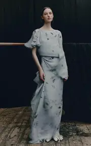 [Erdem] Printed Draped Silk Gown