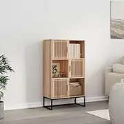 Highboard 70x35x125 cm Engineered Wood,Scandinavian Style Storage Cabinet with Pine Wood Doors for Ample Storage Living Room Furniture