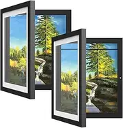 TKINRIC 2Pcs Kids Art Frame,A4 Kids Artwork Display Frame for 100 Pictures Horizontal and Vertical Display for Crafts Drawing 3D Artwork Children's Drawings(Black)