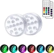 Submersible LED Pool Lights with Magnet, 13 LEDs Color Changing Underwater Pool Lights with Remote, Waterproof Swimming Pool Lights for Bathtub, Shower,Hot Tub, Spa, Party (2 Pack)