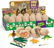 Dinosaur Egg Dig Kit – 12 Pack Dino Excavation Set with Digging Tools & Learning