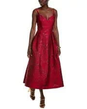 ML Monique Lhuillier Isabela Jacquard Midi Dress