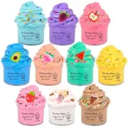 Premium Scented Butter Slime,10 Pack Slime,with Peach Charm,Watermelons,Apple...