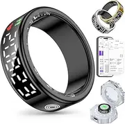 Smart Rings for Women Men, Health Fitness Tracker Ring with LED Display Screen, Sleep Tracker Rings Compatible with iOS/Android Activity Tracker/Heart Rate/SpO2/Sleep/Step (Black, 13)