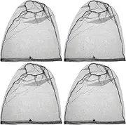 TOYANDONA 4Pcs Breathable Outdoor Fishing Caps with Mosquito Net Durable Head Protectors for Hiking Camping and Gardening Lightweight and Comfortable Black