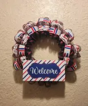 Patriotic Welcome Wreath - Deco Mesh and Ribbon