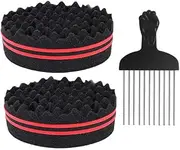 Hair Sponge Brushes Curls Hair Sponges with Steel Comb, 2Pcs Small Holes Sponge Brush Sponge Hair Brush,Twist Hair Sponge Big Holes Sponge Brush Small Holes Barber Hair Brush Hair Sponge Twist Brush