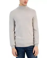 Alfani Men's Textured Turtleneck Sweater, London Plane Gray-XL
