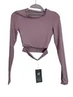 Halara Top Womens Size Small Mauve Long Sleeves Crop Top Workout Beach NWT