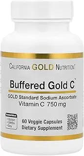 California Gold Nutrition Buffered Gold C, GOLD Standard Sodium Ascorbate (Vitamin C), 60 Veggie Capsules