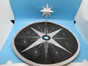 Quality Mini Miniature Silver & Black Christmas Tree Skirt Star Tree Topper Trek
