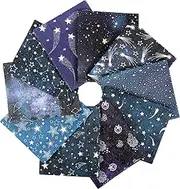 [craftido] 25 Options- 100% Cotton Quilting Fabric Bundles 10pcs Fat Quarters 46x53cm (18”x21”)-Medium Weight 5.2 oz- for Quilting, Sewing Project, Patchwork, DIY Crafts – Starry Sky