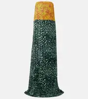 [Dries Van Noten] Dries Van Noten Printed strapless georgette gown AU 10 multicoloured