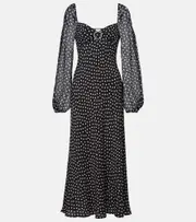[Rixo] Rixo Ivy polka-dot silk maxi dress AU 12 black