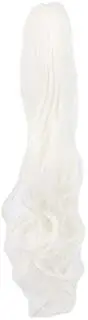 yuehong Long Wavy 21" Colorful Clip In/On Hair Extensions Piece Curly Claw Ponytail wig (White)