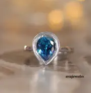 2CT Pear Shape Real Tanzanite Engagement Wedding Jewelry Ring 14K White Gold FN