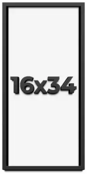 16x34 Shadow Box Frame Black | 1 inches Deep Real Wood Contemporary Shadowbox Di