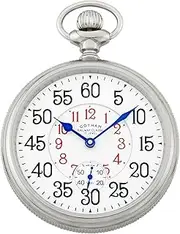 [Gotham] Men's Stainless Steel Mechanical Hand Wind Railway Classic Nostalgia Series Pocket Watch # GWC14124S, Silver, Pocket Watch