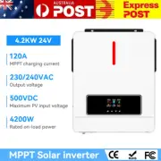 AU STOCK 4200W 24V AC 220V Hybrid Solar Inverter 120A MPPT Charger Controller