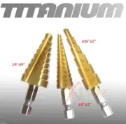 NEW 28 SIZES 3 PCS TITANIUM STEP HIGH-SPEED STEEL DRILL BITS SET STEP BIT