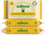 Caboo Tree Free Flushable Wipes, Certified Flushable, Septic Safe, Biodegradable, Chemical Free, Unscented Wipes for Adults made with Renewable Bamboo Based Viscose (Pack of 3, Total of 180)