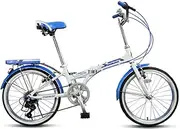 WWCEEM Kids' Bikes Outdoor Foldable Speed Adjustable Bicycle Bicycle Adult Student Teen Bicycle Student Bicycle Folding(20 Inch, Blue)