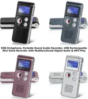8GB Mini Voice Recorder - Portable Dictaphone w/ MP3 Player & Recording