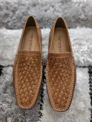 GIORGIO BRUTINI Mens 7 M Tan Basket Weave Leather Upper Loafers Shoe