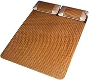 Dremdo Summer Bamboo Mat Bed, Rattan Mat Bed Foldable Smooth Breathable Absorb Sweat Sleeping Mat, Home Bedroom Student Dorm Room Straw Mat, Breathable Foldable Bed Linen,Brown,80CMX195CM