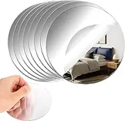 CEUQIESO 8 Pack Acrylic Round Mirrors, 8 inch Circle Mirror Tiles Self Adhesive Mirror Stickers for Wall Home Living Room Bedroom Decor, Small Mirrors for Crafts (Thickness 2mm)(10 inch/25cm)