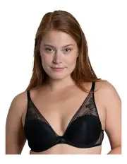 [Passionata] Maddie Wired Padded Plunge Bra With Lace in Black