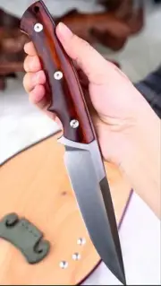 Custom handmade bushcraft fixed blade D2 steel skinner knife with sheath camping