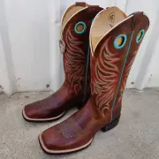 Ariat Round Up Ryder Womens Sz 12 B Cowboy Boots Sassy Brown 12" Shaft #10017390