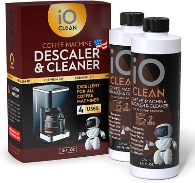 iO CLEAN Descaling Solution for All Coffee Machines – 16oz - 4 Uses