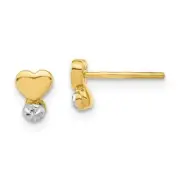 *BRAND NEW* 14ky Madi Childrens Rhodium-plated Polished D/C Heart Post Earrings