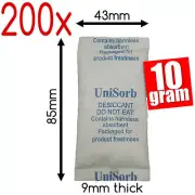 200x 10gm Food Grade Silica Gel Packets Desiccant Moisture Absorber Tyvek Packs