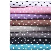 600 Thread Count Cotton Blend Polka Dot Wrinkle Free Flat Fitted Bed Sheet Set