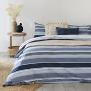 Bambury Indiana Blue Quilt Cover Set Soft Woven Home Decor Bedding