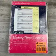 Pack of 5 Adams Money Rent Receipt Books 7-5/8" x 11" Carbonless Two 2 Part