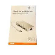 USB Type-C Multi Adapter Gigabit Ethernet/USB 3.1 Hub New J5create
