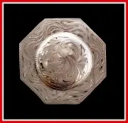 2 1/2" (2.5") Silver Hand Engraved Western Octagon Concho