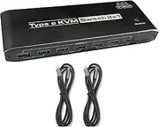 8K Type-C KVM Switch with 2X USB3.0 Gen 2 Cable for 2 Laptops Share 1 Monitor Suitable for Mac OS X 9.0