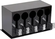 Mind Reader Foundation Collection, 5-Compartment Utensil Dispenser, 24pc. Capacity per Compartment, Cutlery Storage, Countertop Organizer, Kitchen and Breakroom, Black